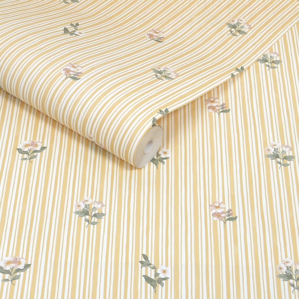 Garden Stripe Ochre Wallpaper