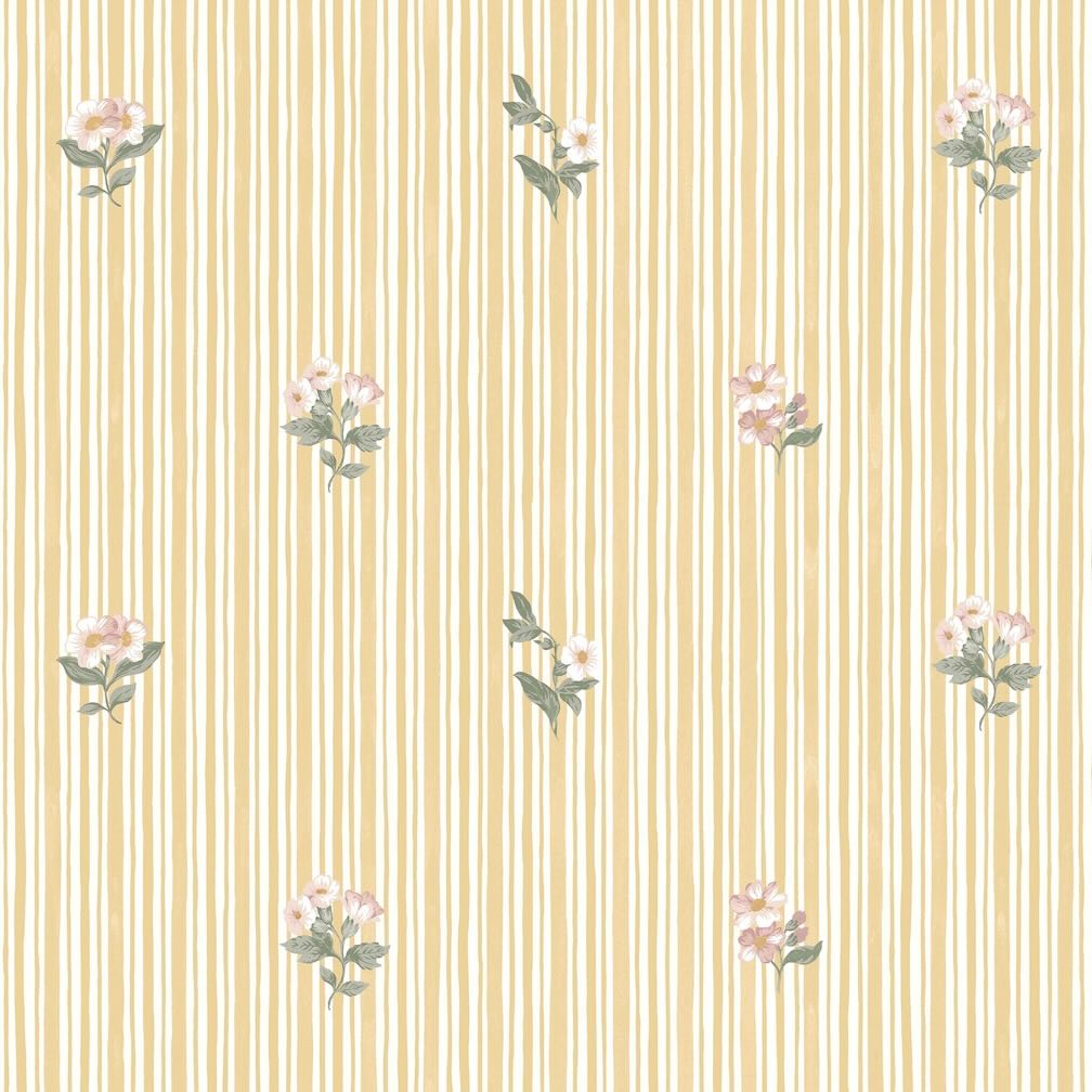 Garden Stripe Ochre Wallpaper