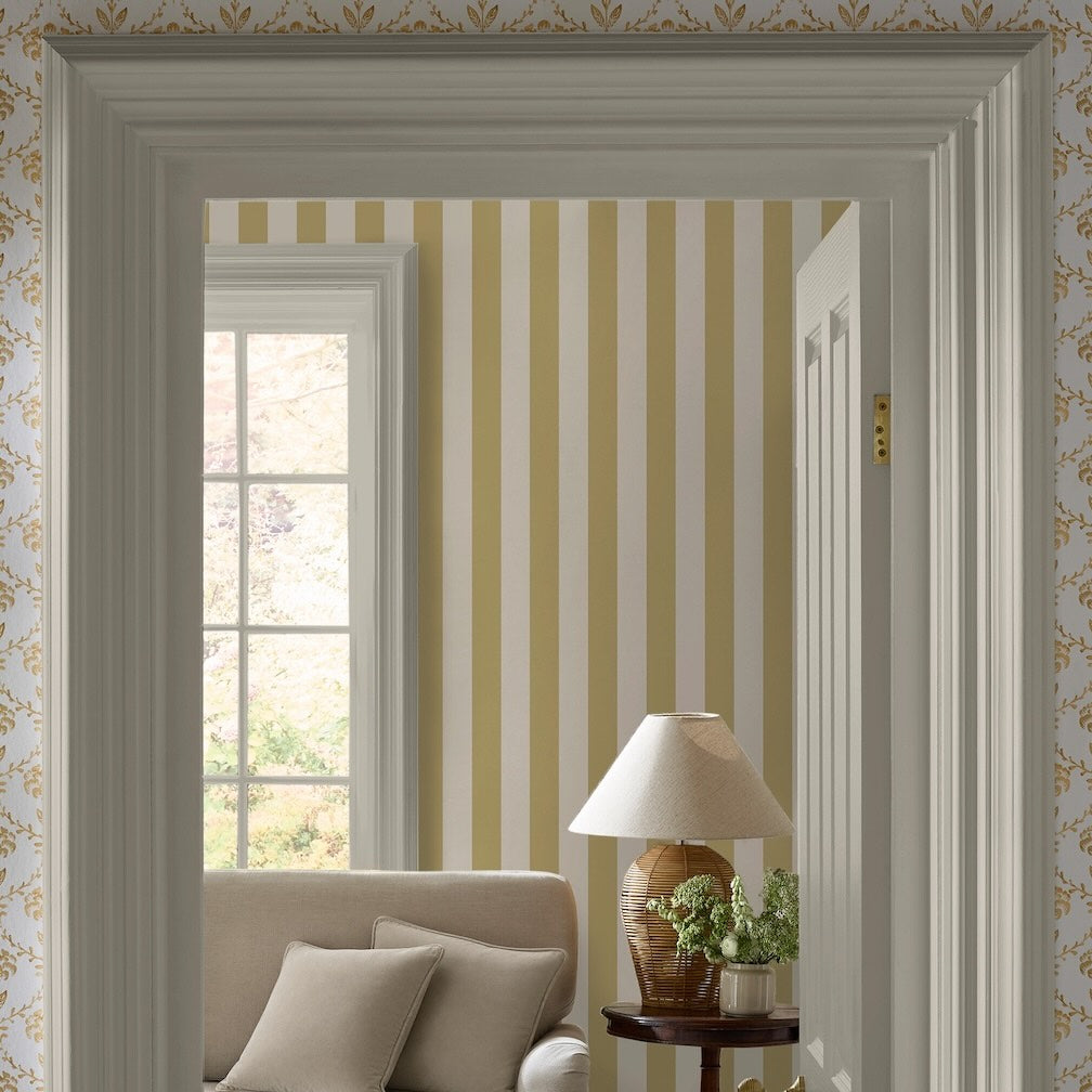 Martha Stewart Classic Stripe Antique Gold Wallpaper
