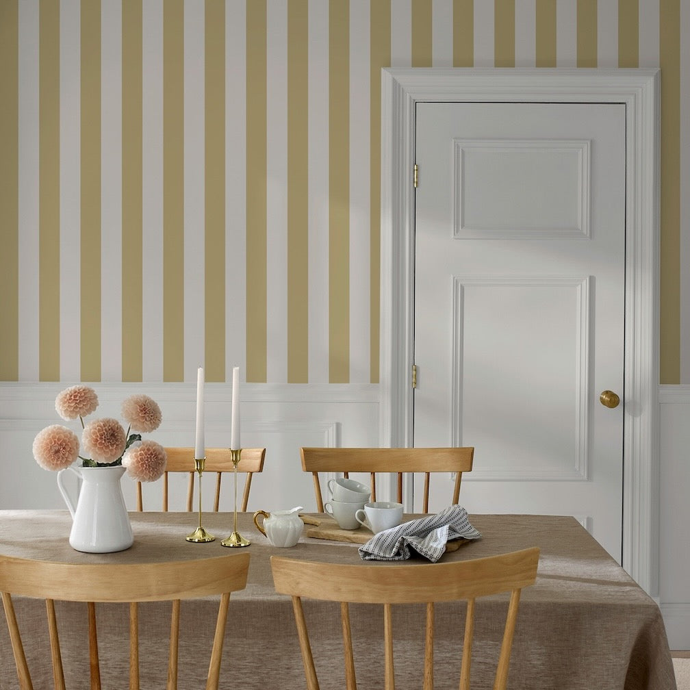 Martha Stewart Classic Stripe Antique Gold Wallpaper