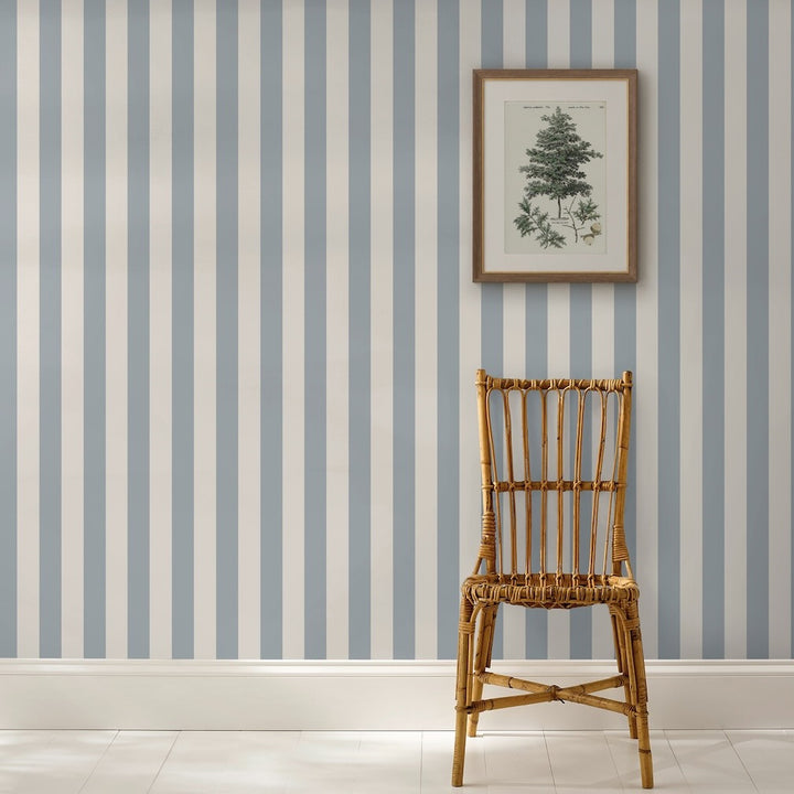 Martha Stewart Classic Stripe Mineral Blue Wallpaper