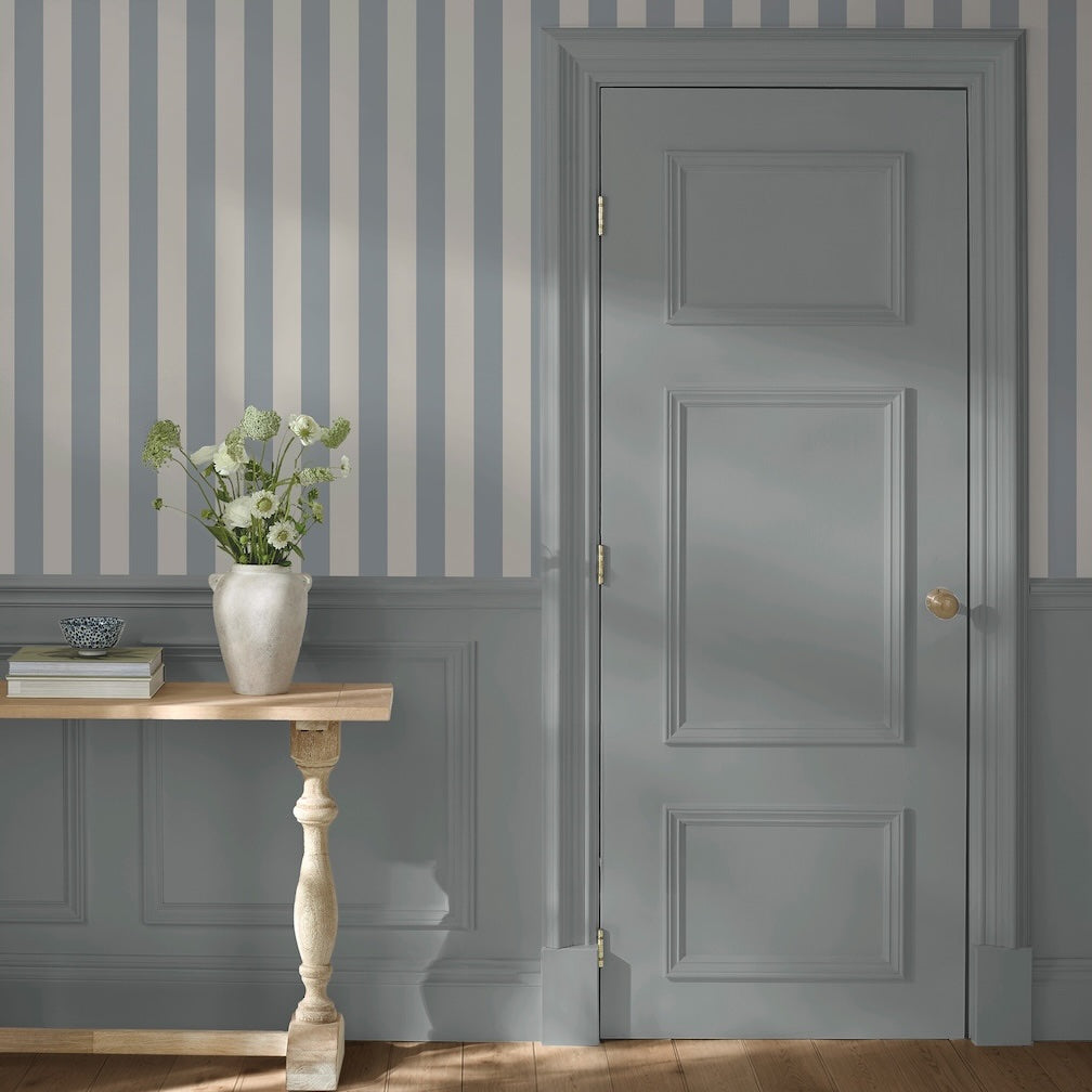 Martha Stewart Classic Stripe Mineral Blue Wallpaper
