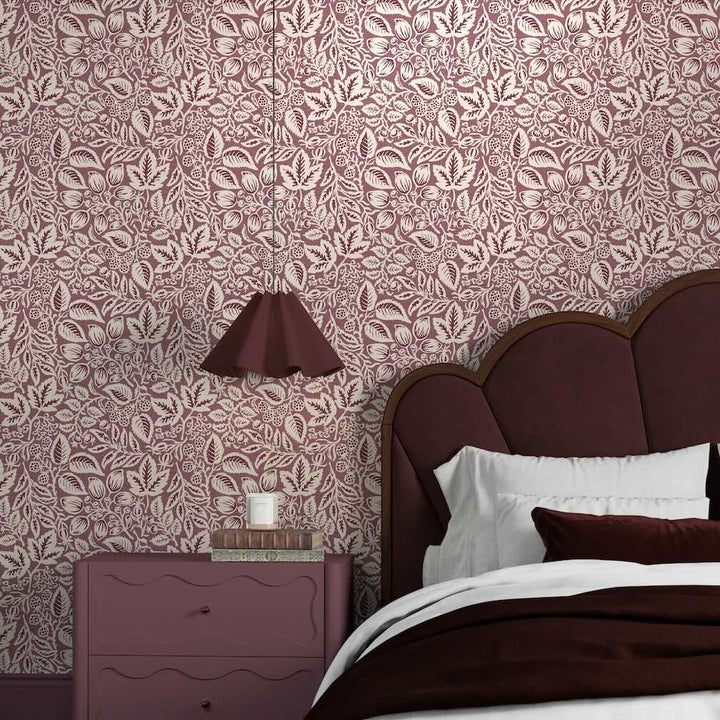 Superfresco Easy Rustling Leaves Plum Wallpaper