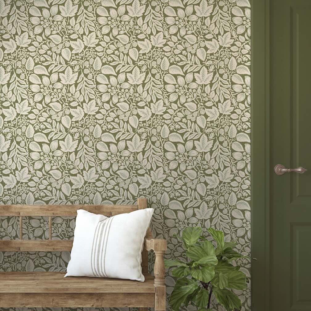 Superfresco Easy Rustling Leaves Olive Wallpaper
