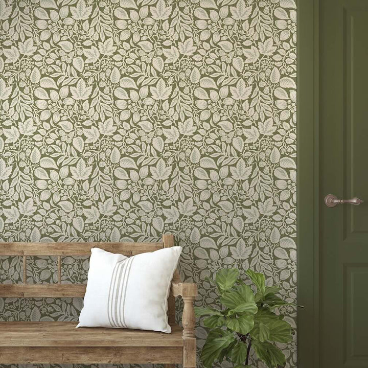 Superfresco Easy Rustling Leaves Olive Wallpaper