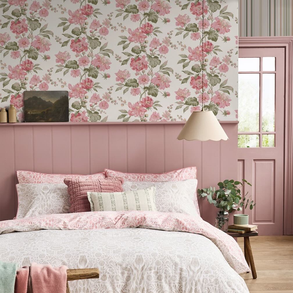 Laura Ashley Romilly Pink Wallpaper