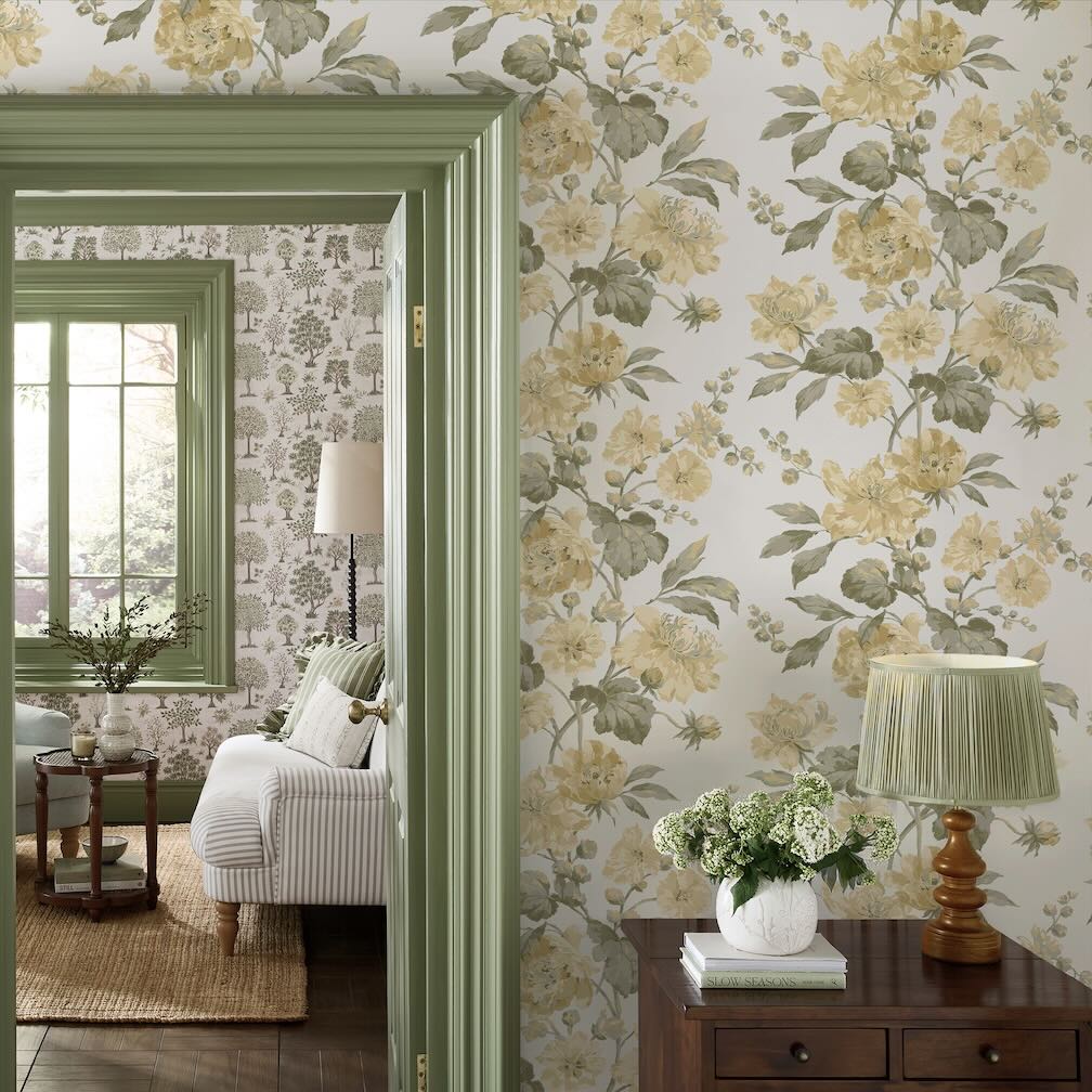 Laura Ashley Romilly Butter Yellow Wallpaper