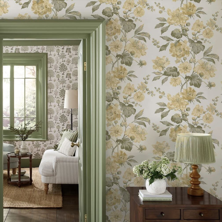 Laura Ashley Romilly Butter Yellow Wallpaper
