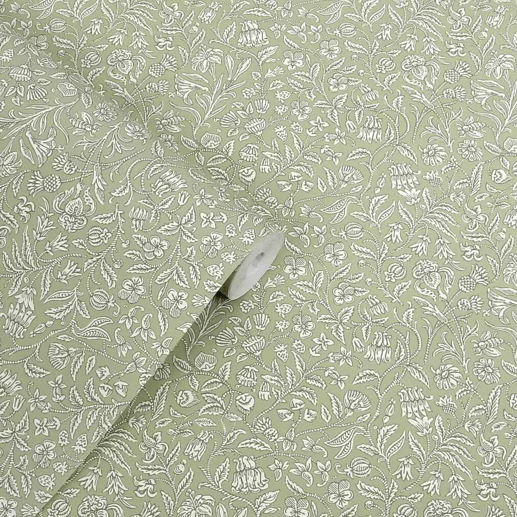 Laura Ashley Elmdon Sage Green Wallpaper