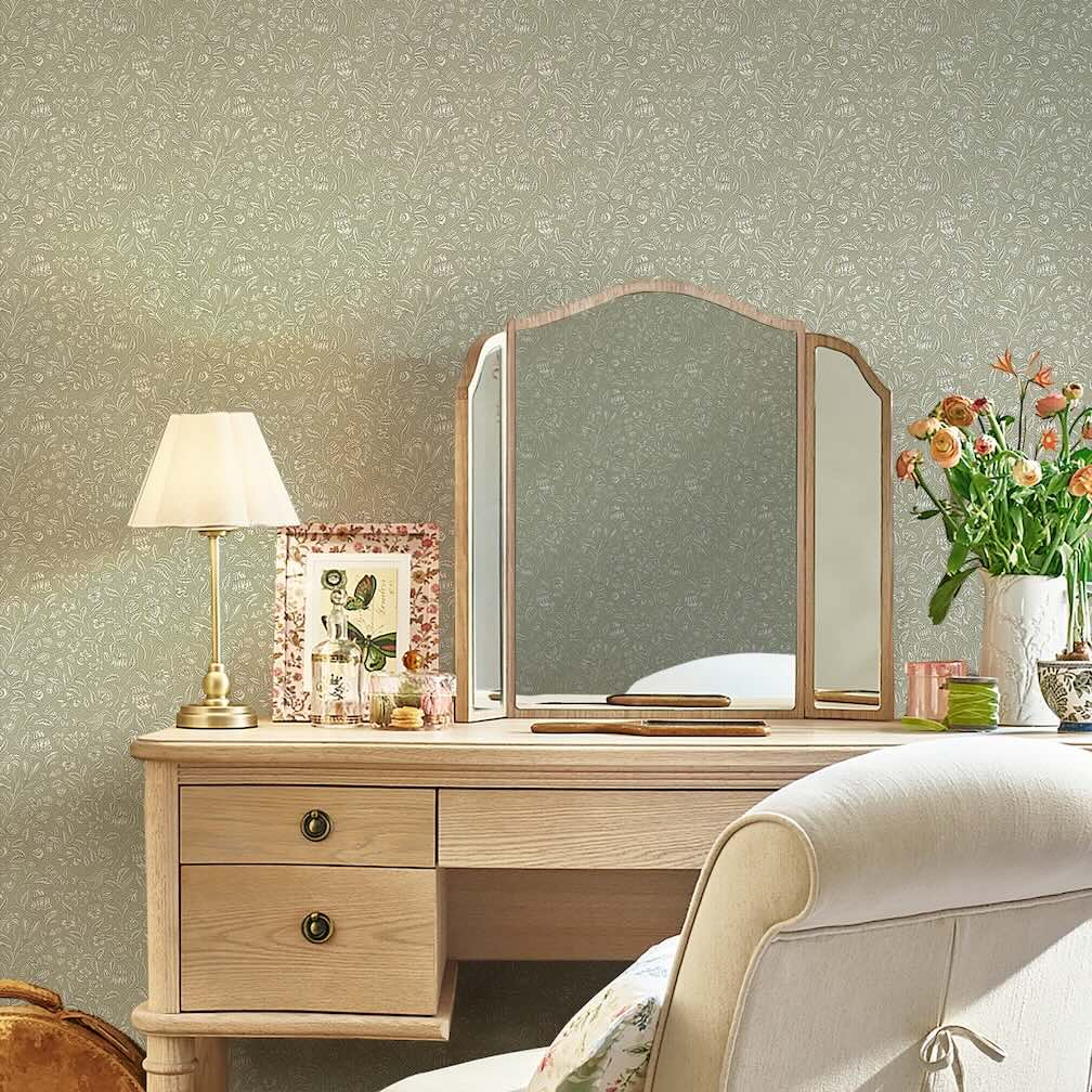 Laura Ashley Elmdon Sage Green Wallpaper