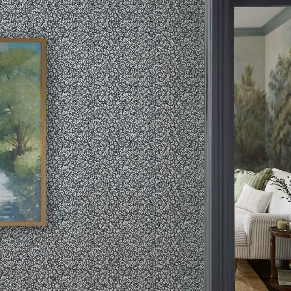 Laura Ashley Sweet Alyssum Denim Blue Wallpaper