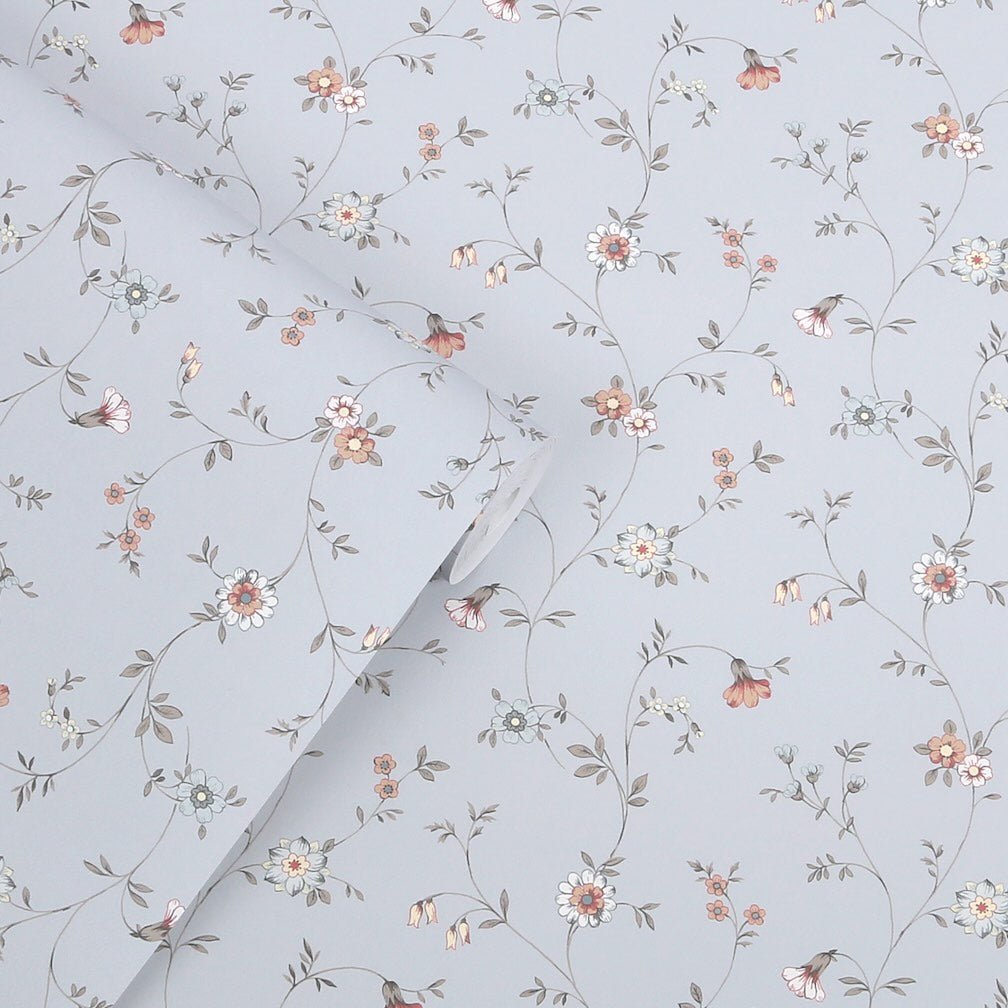 Laura Ashley Leonie Trail Chalk Blue Wallpaper