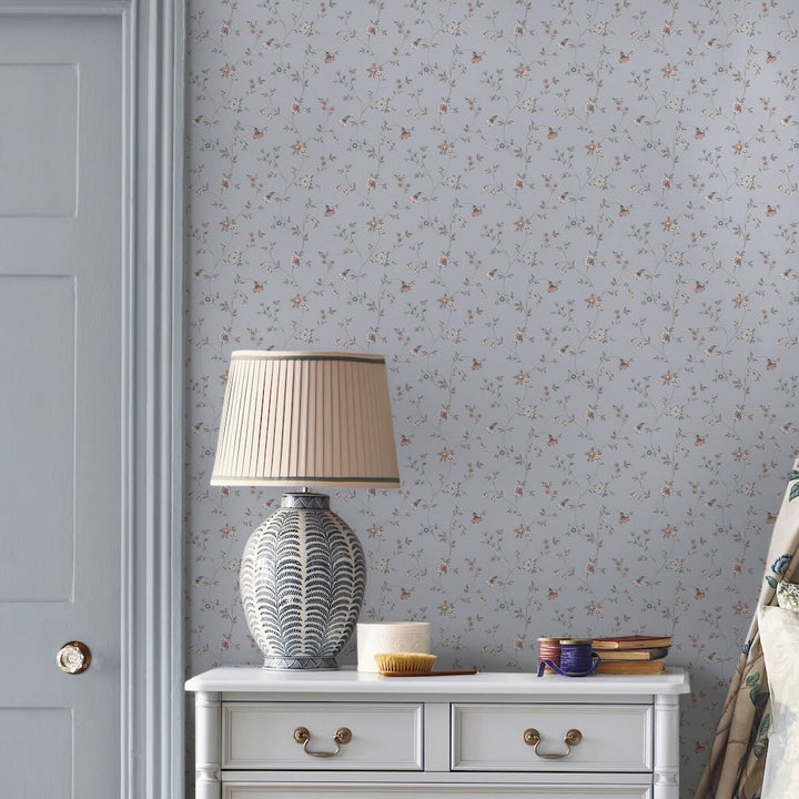 Laura Ashley Leonie Trail Chalk Blue Wallpaper
