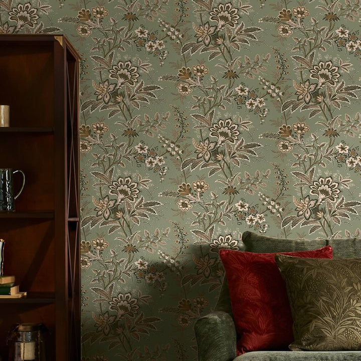 Laura Ashley Marlbrook Sage Green Wallpaper