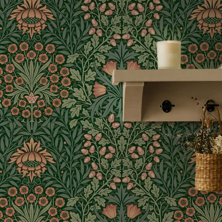 William Morris Oak & Willow Privet Green Wallpaper