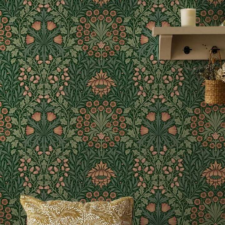 William Morris Oak & Willow Privet Green Wallpaper