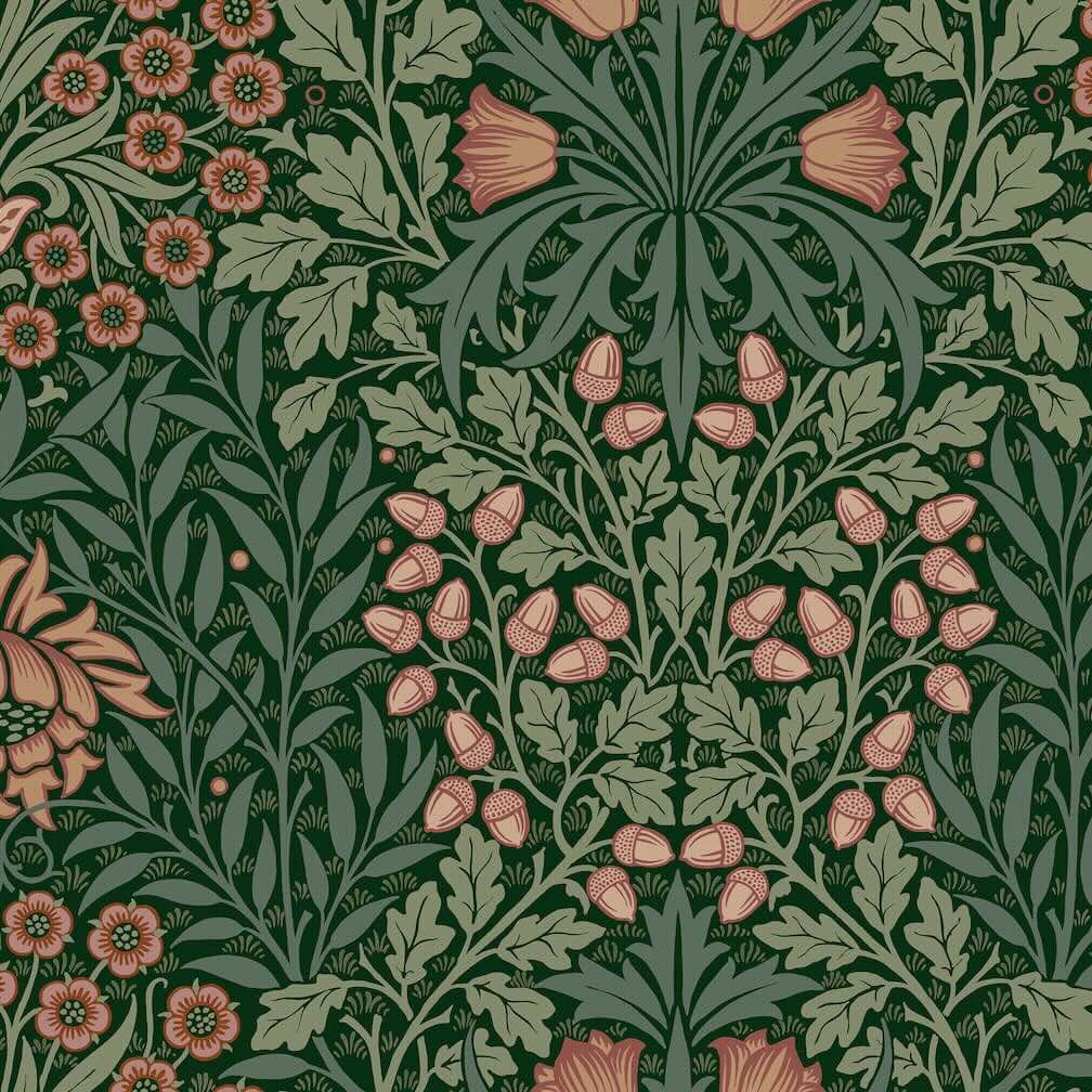 William Morris Oak & Willow Privet Green Wallpaper
