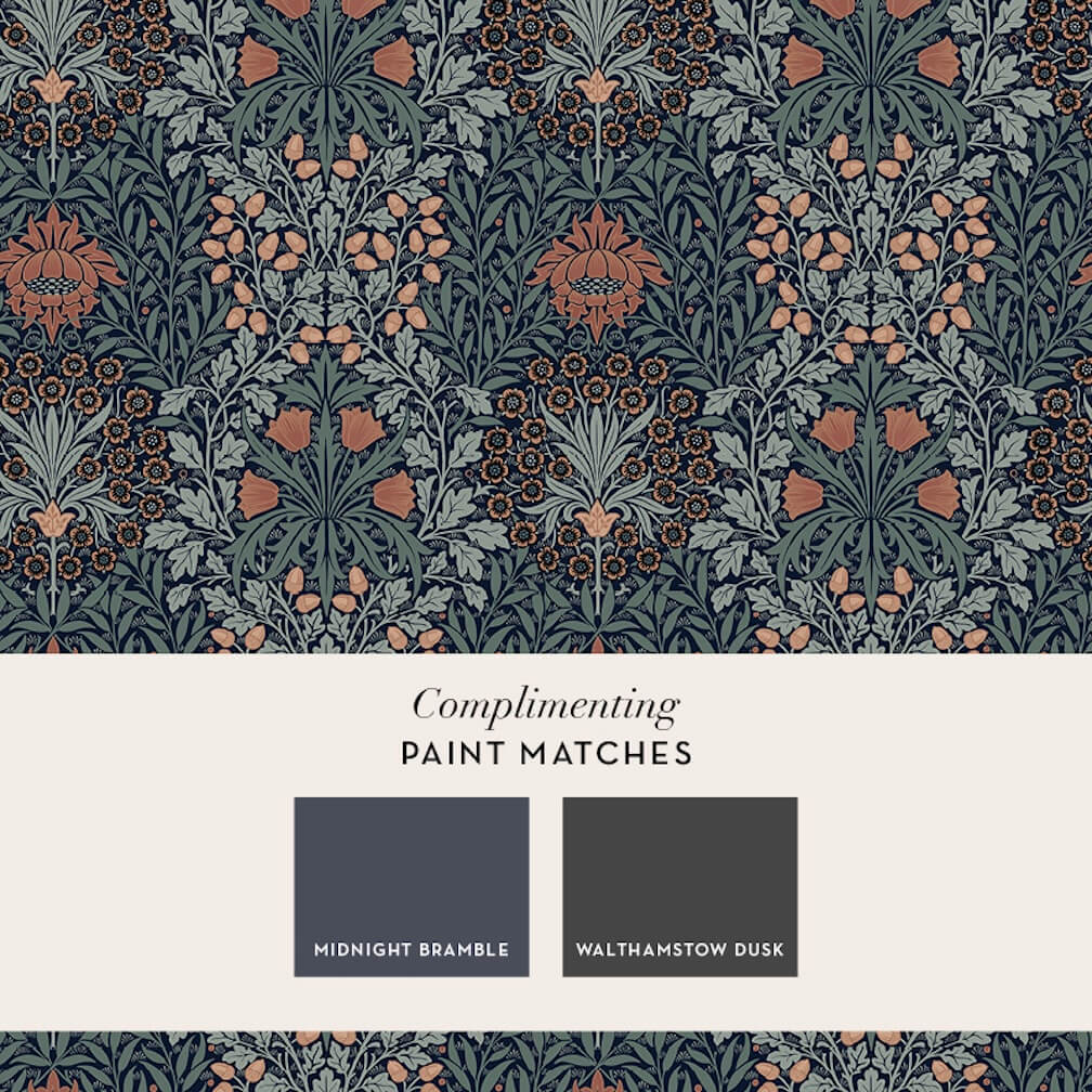 William Morris Oak & Willow Ink Blue Wallpaper