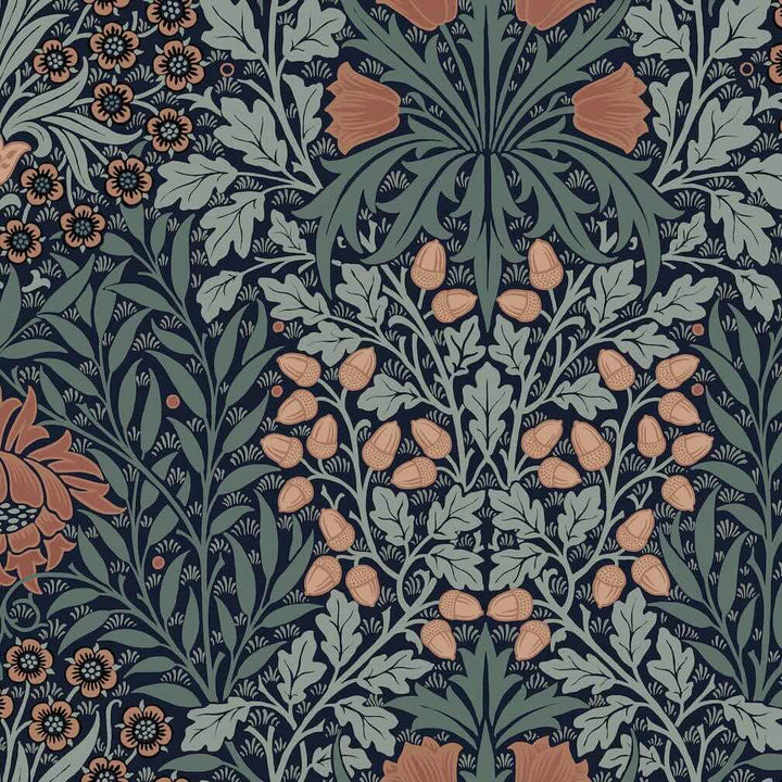 William Morris Oak & Willow Ink Blue Wallpaper