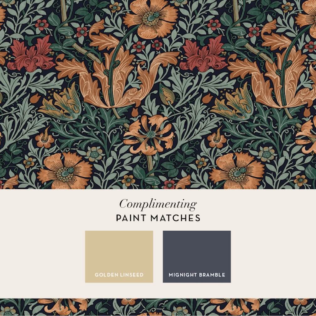 William Morris Compton Ink Blue Wallpaper