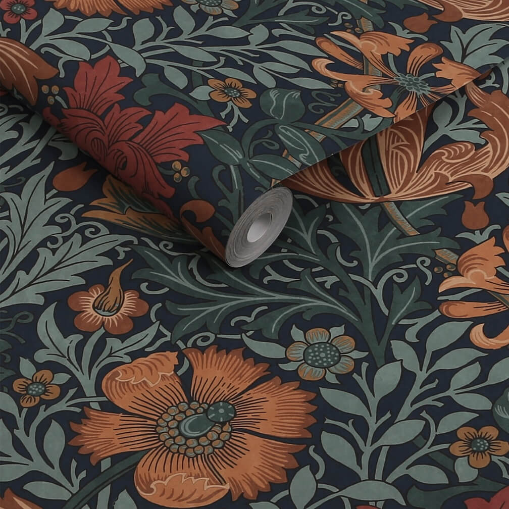 William Morris Compton Ink Blue Wallpaper