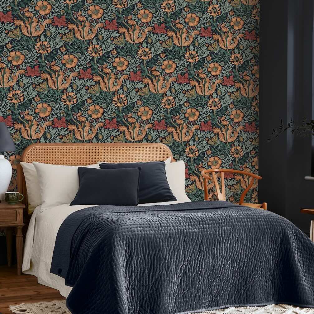 William Morris Compton Ink Blue Wallpaper