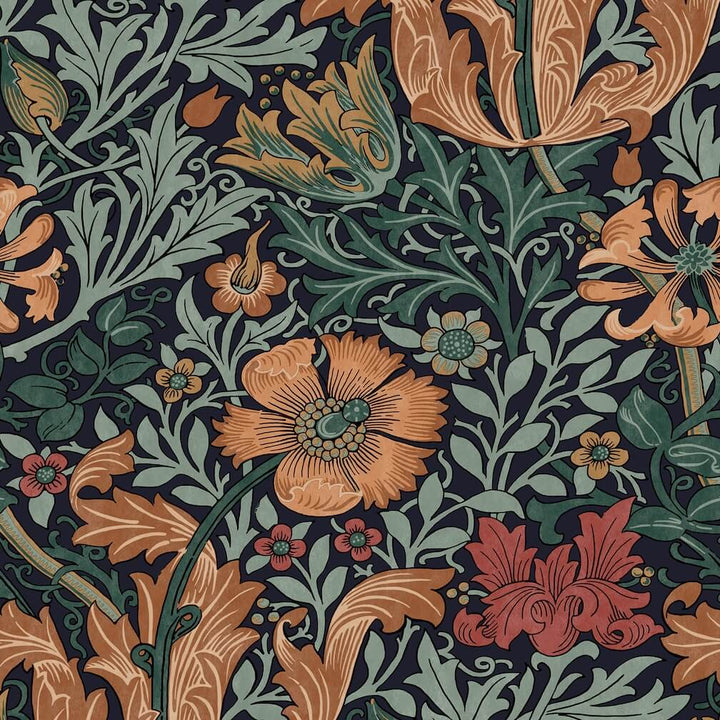 William Morris Compton Ink Blue Wallpaper