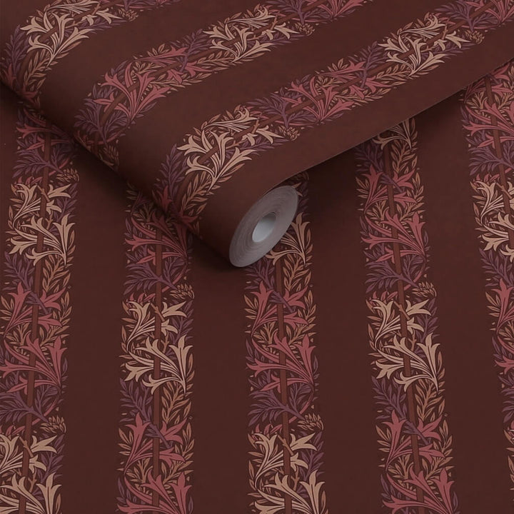 William Morris Love Is Enough Stripe Damson Wallpaper