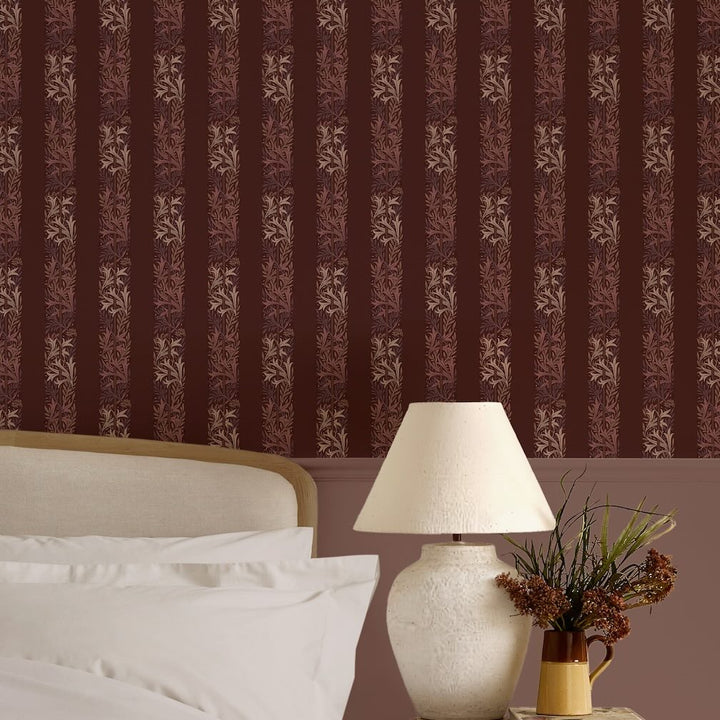 William Morris Love Is Enough Stripe Damson Wallpaper