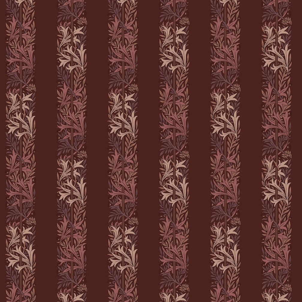 William Morris Love Is Enough Stripe Damson Wallpaper