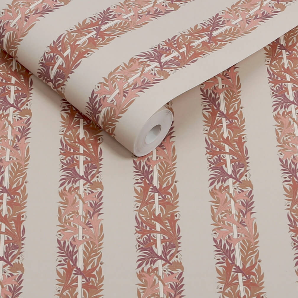 William Morris Love Is Enough Stripe Terracotta Wallpaper