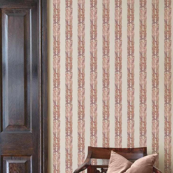 William Morris Love Is Enough Stripe Terracotta Wallpaper
