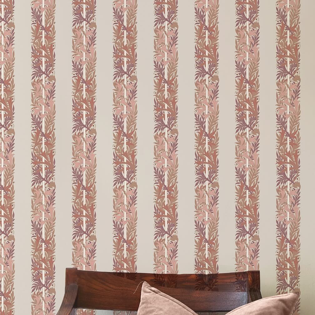 William Morris Love Is Enough Stripe Terracotta Wallpaper