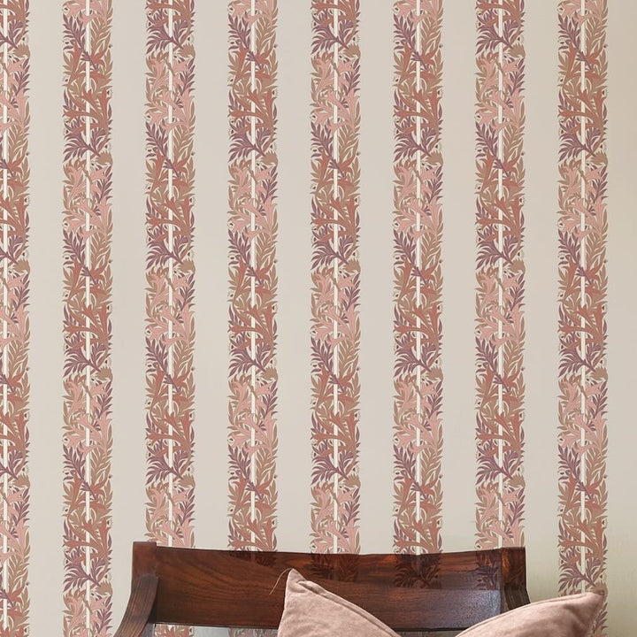 William Morris Love Is Enough Stripe Terracotta Wallpaper