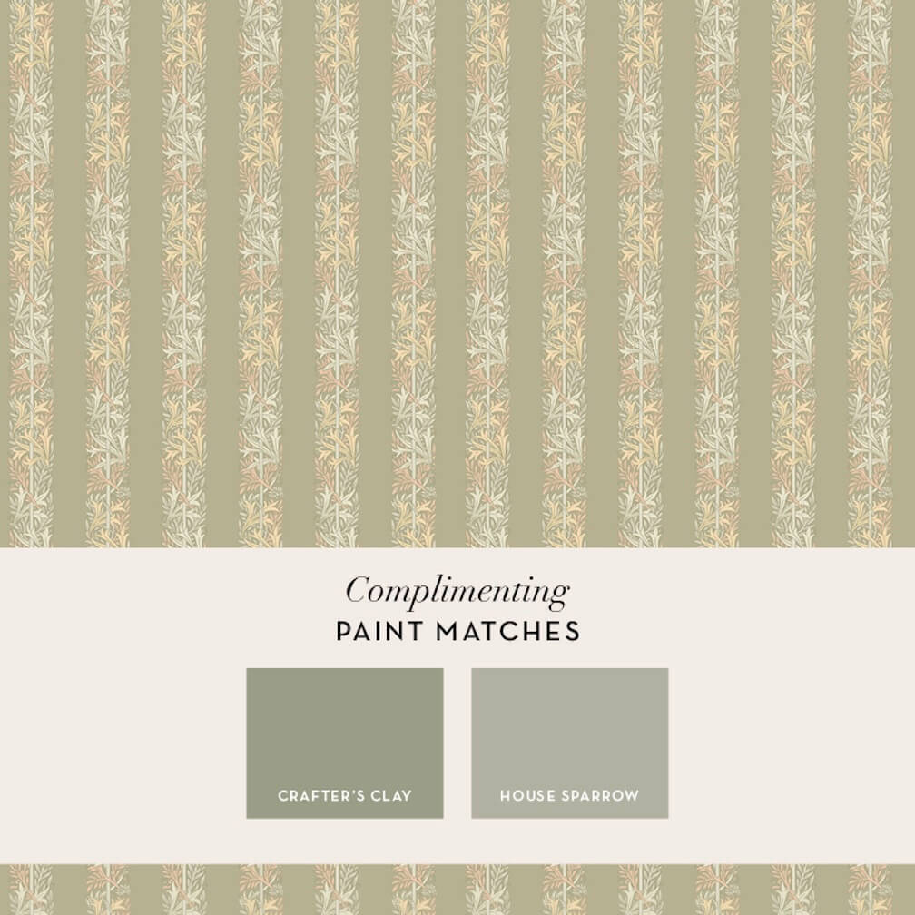 William Morris Love Is Enough Stripe Sage Wallpaper