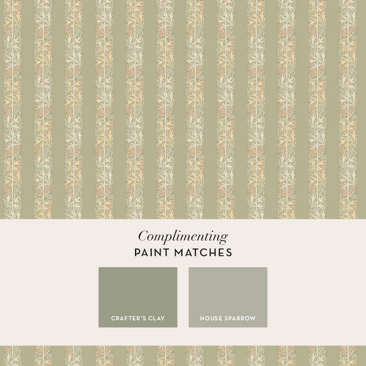 William Morris Love Is Enough Stripe Sage Wallpaper