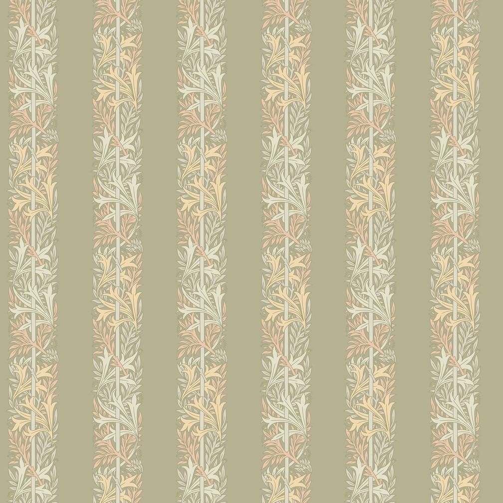 William Morris Love Is Enough Stripe Sage Wallpaper