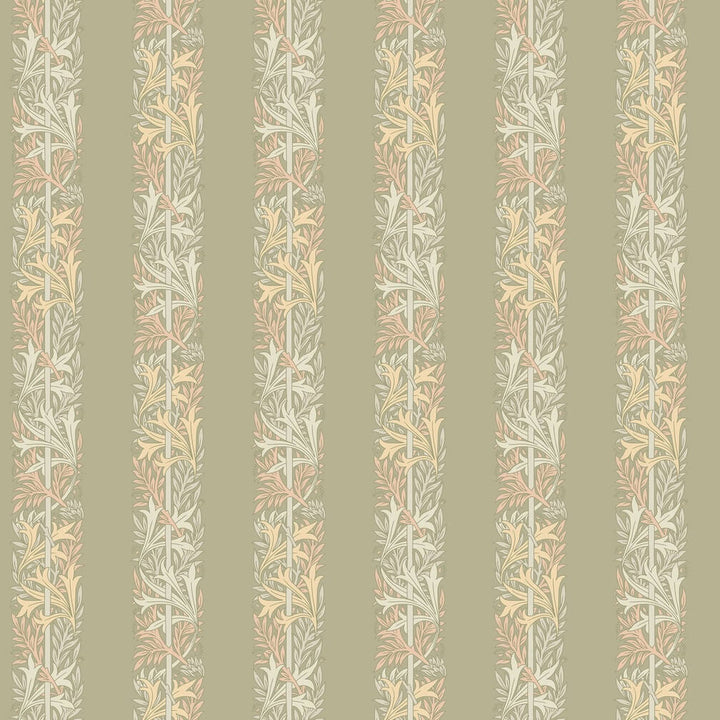 William Morris Love Is Enough Stripe Sage Wallpaper
