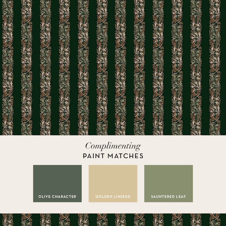 William Morris Love Is Enough Stripe Privet Green Wallpaper