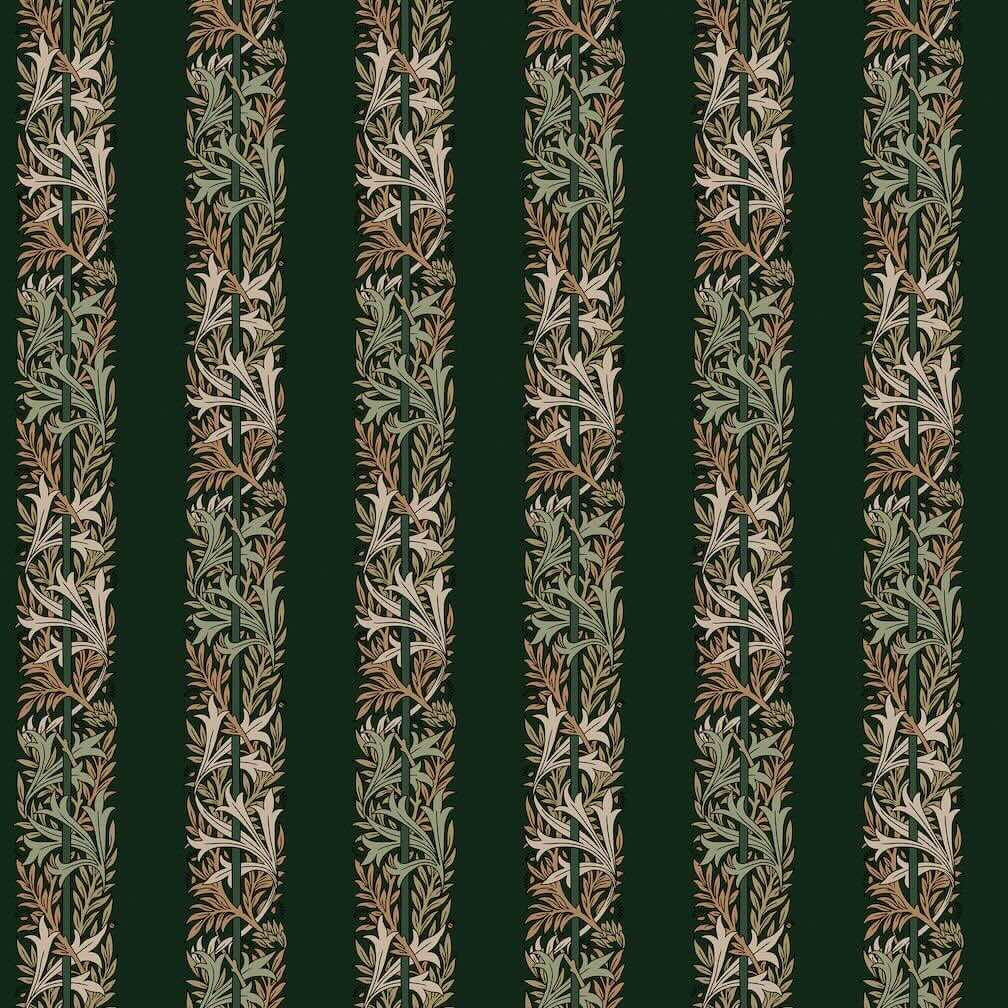 William Morris Love Is Enough Stripe Privet Green Wallpaper