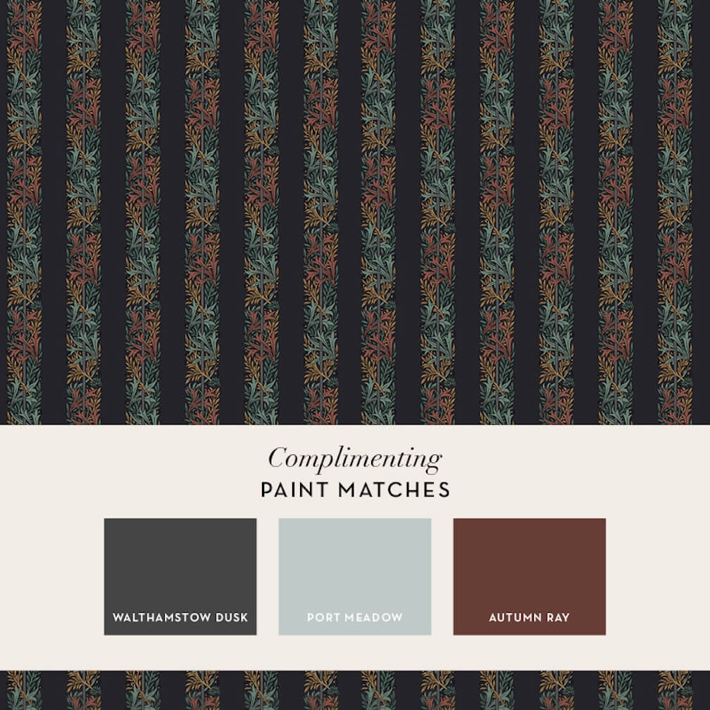 William Morris Love Is Enough Stripe Ink Blue Wallpaper