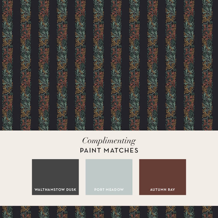 William Morris Love Is Enough Stripe Ink Blue Wallpaper