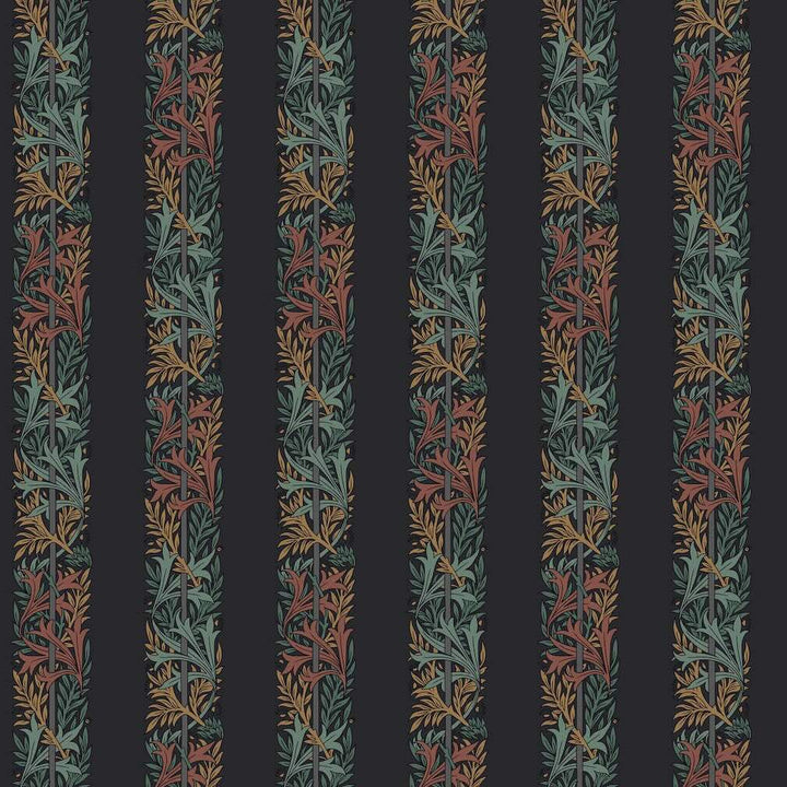 William Morris Love Is Enough Stripe Ink Blue Wallpaper
