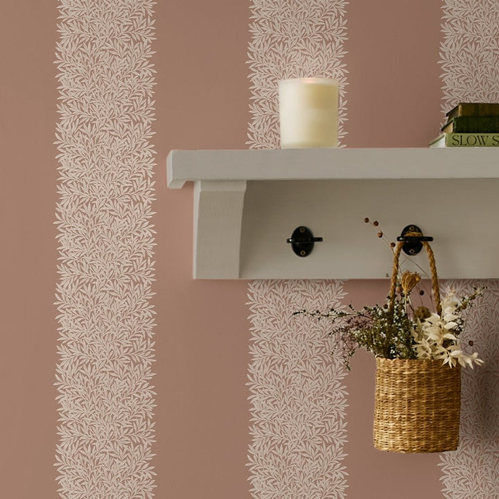 William Morris Willow Stripe Rose Wallpaper