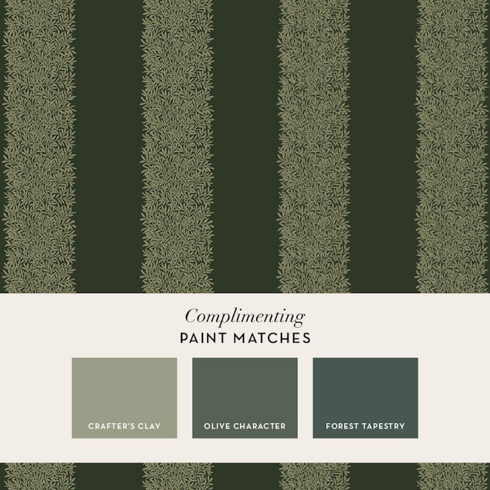 William Morris Willow Stripe Privet Green Wallpaper