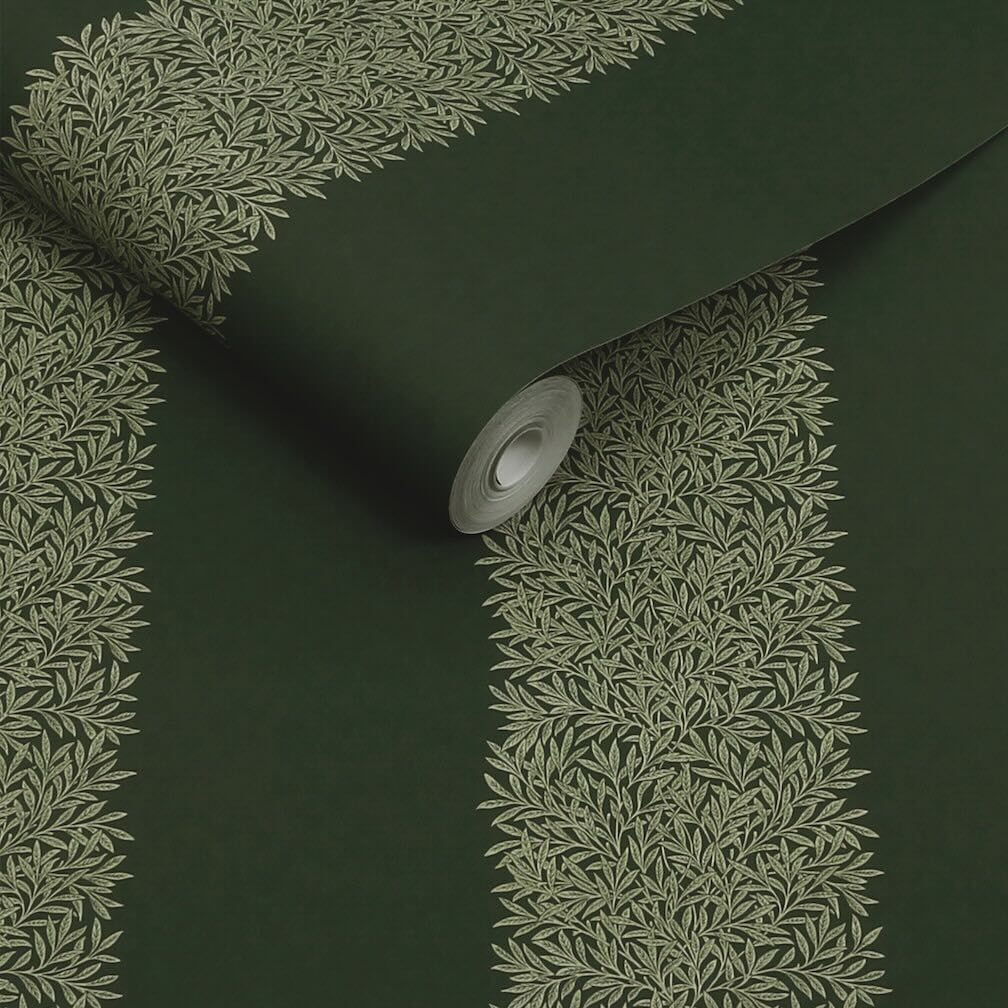 William Morris Willow Stripe Privet Green Wallpaper