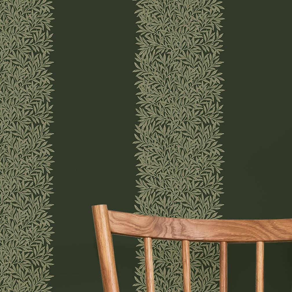 William Morris Willow Stripe Privet Green Wallpaper