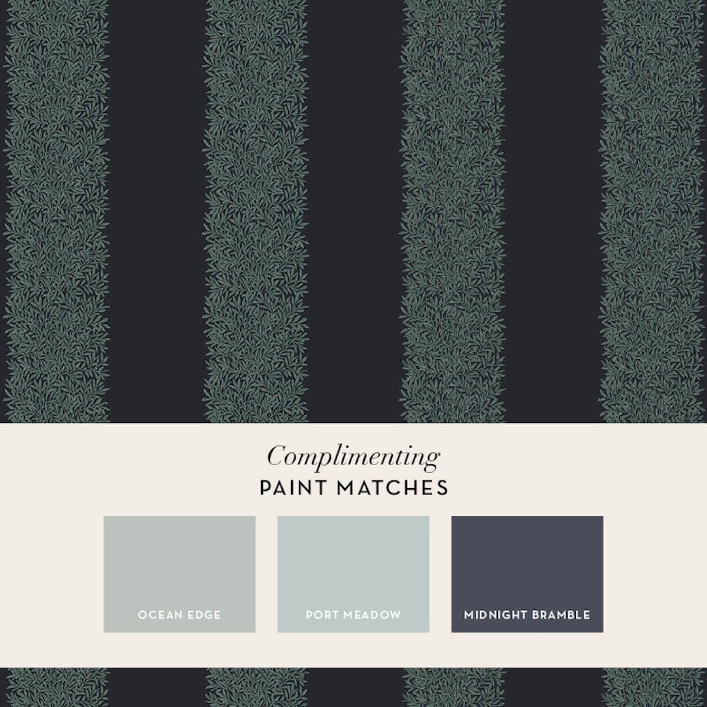 William Morris Willow Stripe Ink Blue Wallpaper