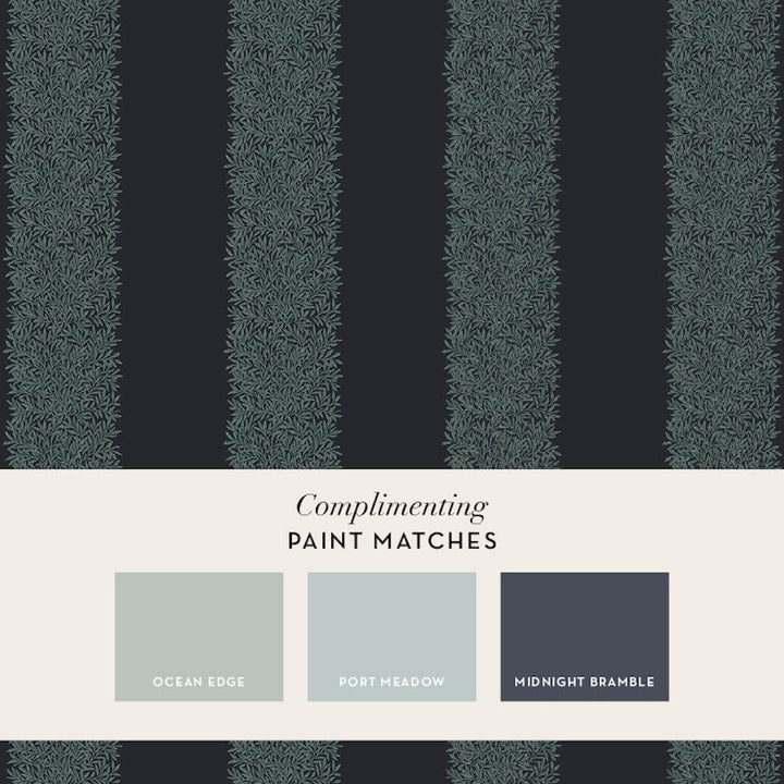 William Morris Willow Stripe Ink Blue Wallpaper