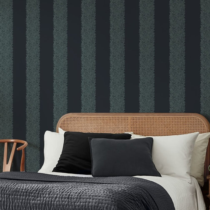 William Morris Willow Stripe Ink Blue Wallpaper
